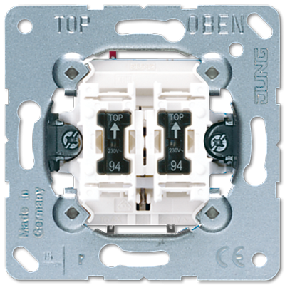 Двухклавишный механизм кнопок без фиксации 10 A / 250 В, НО контакты, с лампами подсветки, пружинные зажимы; не подходит к клавишам серии EP; универсальные встраиваемые механизмы, 535U5