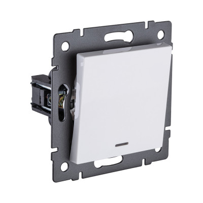 Выключатель 1-клавишный проходной 10А/250В с LED подсветкой, белый Kollinger REA-S-004WH для Aspekt, Eleganz, Reflex