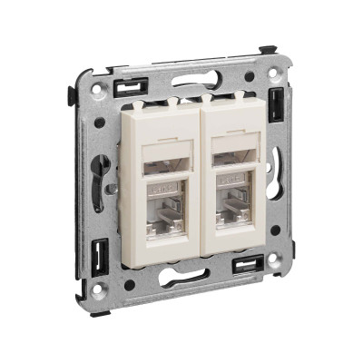 4405394 - ДКС Компьютерная розетка RJ-45 в стену, кат.6 двойнаяэкранированная,"Avanti", "Ванильная дымка"