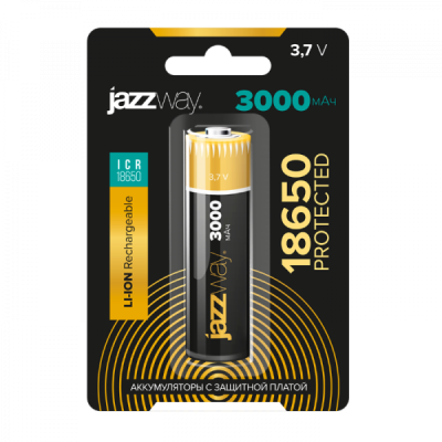 Jazzway Акк. 18650 3000 мАч с защитой BL-1, 5012073