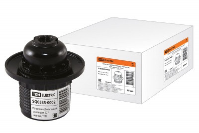 Патрон карболитовый с кольцом, Е27, черный, TDM Electric, SQ0335-0002
