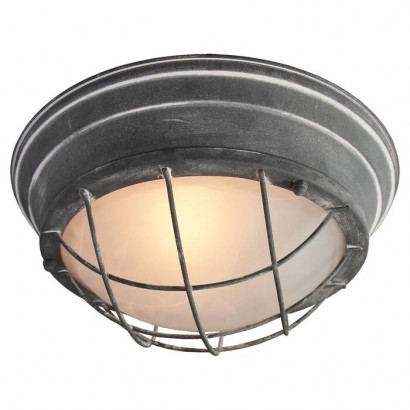 LUSSOLE BRENTWOOD Потолочный светильник, цвет основания - серый, плафон - стекло (цвет - белый), 2x60W E27, LSP-9881