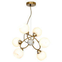LUSSOLE Crenshaw Люстры подвесные, цвет основания - матовое золото, плафон - стекло (цвет - белый), 6x40W E27, LSP-8412