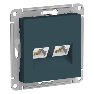 ATN000885 - ATLASDESIGN РОЗЕТКА двойная компьютерная RJ45+RJ45 кат. 5e, механизм, ИЗУМРУД, Systeme Electric