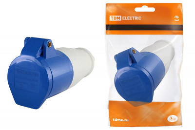 Розетка 213 переносная 2Р+РЕ 16А 220В IP44 TDM Electric, SQ0603-0010