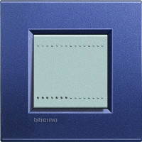 Выключатель 1-клавишный, вставка - алюминий, серия Living Light, цвет рамки синий шелк