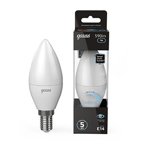 Gauss Лампа Свеча 7W 590lm 4100К Е14 диммируемая LED, 103101207-D