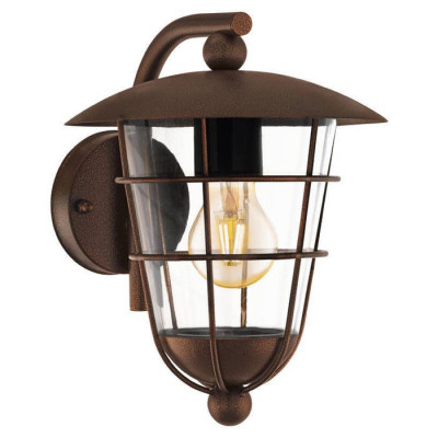 94855 Уличный светильник настенный PULFERO 1, 1х60W(E27), H280, сталь, коричневый/пластик, прозрачны