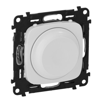 Legrand Valena ALLURE.Светорегулятор с поворотной ручкой универсальный 300Вт без нейтрали.С лицевой панелью.Белый, 752760