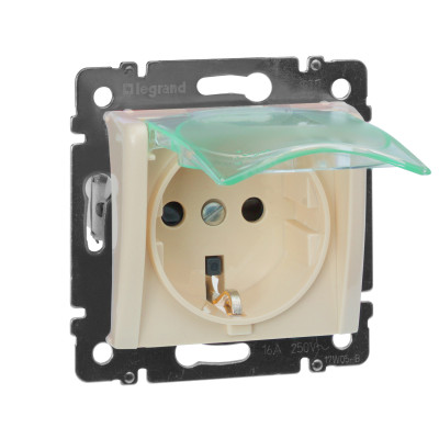 Legrand Розетка с заземлением IP44 - Legrand Valena - со шторками с защитной крышкой 16А 250В винтовые зажимы - слоновая кость, 774120