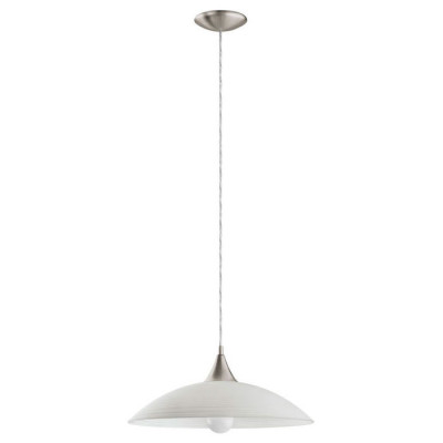 91496 Подвес LAZOLO, 1х60W (E27), 1х60W (E27), ?420, H1100, сталь, никель мат./сатиновое стекло, бел