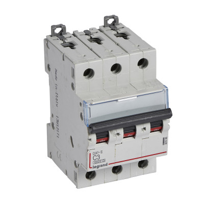 Legrand Автоматический выключатель DX?-E 6000 - 6 кА - тип характеристики C - 3П - 230/400 В~ - 3 А - 3 модуля, 407286