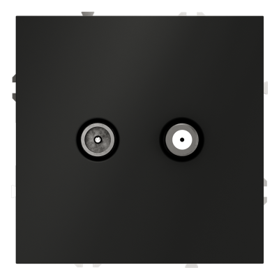 Розетка телевизионнная встраиваемая VOLTUM S70 оконечная TV+SAT, (черный матовый), VLS060408