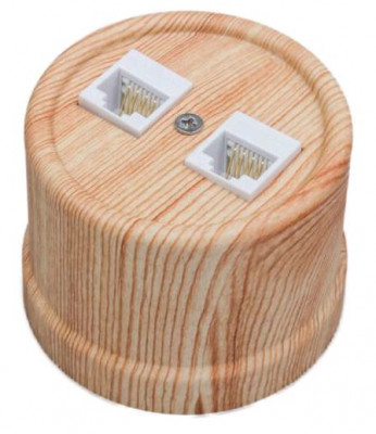 Bironi Розетка RJ45 информационная двойная, пластик, цвет Карельская Сосна, B1-302-13