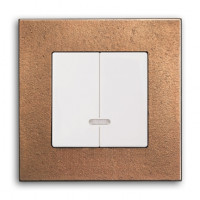 ABB Светорегулятор 2-клавишный, Вставка - белый, Рамка - Бронза, серия Carat
