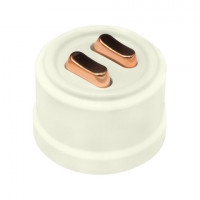 Bironi Выключатель 2-кл., пластик, цвет Слоновая кость, Медь (клавишный), B1-222-211-C