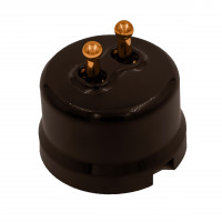 Bironi Кнопка (двухтумблерная), пластик, цвет Коричневый, Медь, B1-232-22-C-PB
