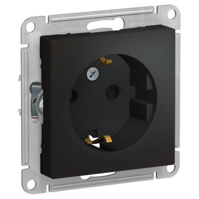 IRIDIUM Розетка с заземляющим контактом и защитой от прикосновения, 250 В, 16 А, винтовой зажим. Цвет черный, M0205