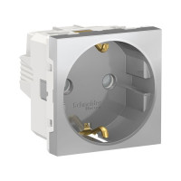 NU303730 - SE UNICA MODULAR РОЗЕТКА с заземл., со шторк., винт. зажим, 16А, 250В, 2 мод АЛЮМИНИЙ, Schneider Electric
