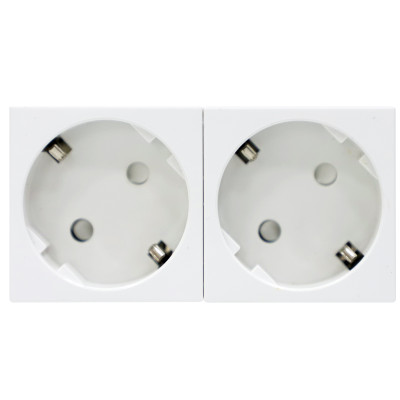 Donel Розетка 2х2К+З нем.ст., 45 гр., с з/ш, бел. (90х45мм), серия (тип) DF6, DF6D2W