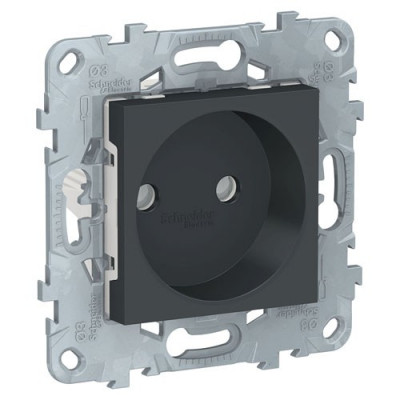 Unica New Розетка 2К со шторками, винт. зажим, 16 А, антрацит