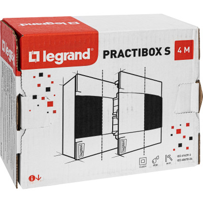 Legrand Practibox S Пластиковый щиток Встраиваемый (в полые стены) 1X4 Белая дверь, 134564