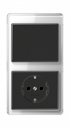 Jung Блок: Выключатель 1-клавишный с розеткой 2к+з,  серия SL 500