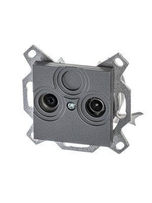 ABB EPJ Levit сталь / дымчатый чёрный Розетка TV-R, проходная, 7дБ, сталь