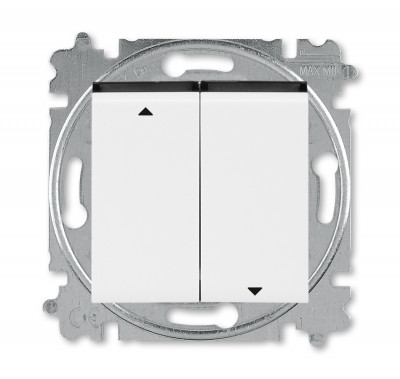 3559H-A89445 62W - Выключатель жалюзи двухклавишный ABB Levit с фиксацией клавиш белый / дымчатый чёрный - 2CHH598945A6062