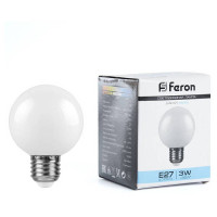 Лампа светодиодная,  (3W) 230V E27 6400K G60 матовая, LB-371, Feron 25902