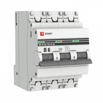 EKF PROxima ВА 47-63 Автоматический выключатель (B) 3P 6А 4,5kA