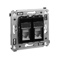 4402394 - ДКС Компьютерная розетка RJ-45 в стену, кат.6 двойнаяэкранированная,"Avanti", "Черный квадрат"