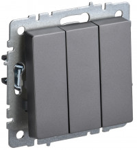 BRITE Выключ. 3-кл. 10А ВС10-3-0-БрС сталь IEK, BR-V30-0-10-K46