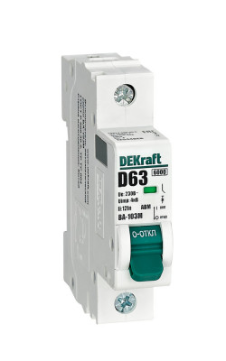 DEKraft Авт. выкл. без теплозащиты 1P 63А х-ка D 6кА ВА-103M