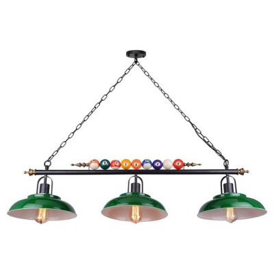 LUSSOLE BADGER Линейно-Подвесной светильник, цвет основания - черный, плафон - металл (цвет - зеленый), 3x60W E27, LSP-9542