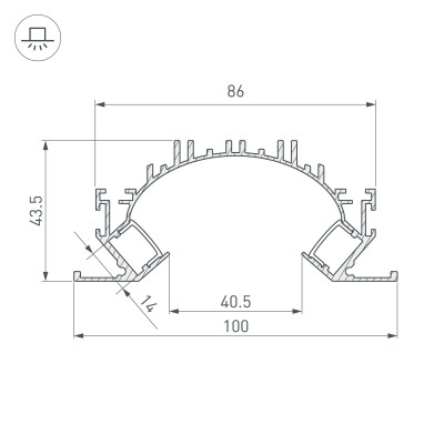 Профиль ARH-CEIL-REFLECT-DUAL-2000 ANOD (Arlight, Алюминий), 036364