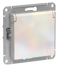 ATN000446 - ATLASDESIGN РОЗЕТКА с заземлением со шторками с крышкой, 16А, IP20, механизм, ЖЕМЧУГ, Systeme Electric