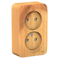 BLANCA О/У РОЗЕТКА двойная без заземл. со шторк. ИЗОЛ.ПЛ.,16А,250В, ЯСЕНЬ