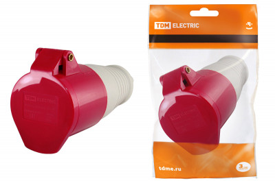 Розетка 214 переносная 3Р+РЕ 16А 380В IP44 TDM Electric, SQ0603-0011