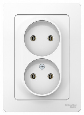 BLANCA С/У РОЗЕТКА двойная без заземления без шторок, 16А, 250В, БЕЛЫЙ