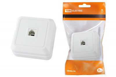 Розетка TФ (RJ-11) открытой установки IP20, белая "Ладога" TDM Electric, SQ1801-0021