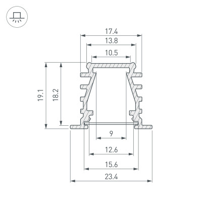 Профиль TOP-DEEP-F-2000 ANOD (K13,P15) (Arlight, Алюминий), 016971