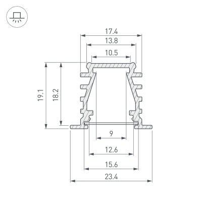 Профиль TOP-DEEP-F-2000 ANOD (K13,P15) (Arlight, Алюминий), 016971