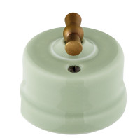 Fontini Выключатель 1-клавишный, цвет фарфор светло-фисташковый, ручка - античная латунь,  Fontini, серия Garby