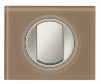Legrand Выключатель 1-клавишный, вставка - титан,  материалы - Смальта Мокко, серия Celiane