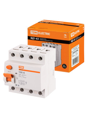 УЗО ВД1-63 4Р 100А 100мА TDM Electric, SQ0203-0048