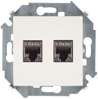 Simon Розетка компьютерная двойная 2хRJ45 кат.6A (АМР, FTP), слоновая кость, 1591564-031
