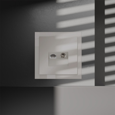 Розетка телевизионная встраиваемая VOLTUM S70 TV+RJ45 кат. 6, (кашемир), VLS060703