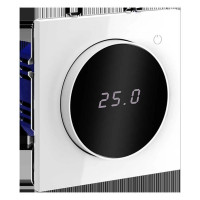 Терморегулятор электронный VOLTUM S70 с индикацией и датчиком, для теплого пола, (белый глянцевый), VLS070101