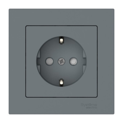 ATN000744S - ATLASDESIGN РОЗЕТКА с заземлением со шторками, 16А, в сборе, быстрозажим. клем., ГРИФЕЛЬ, Systeme Electric